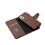Trunk iPhone 12 Pro Max Genuine Leather Flip Case with Removable Back Case - Brown