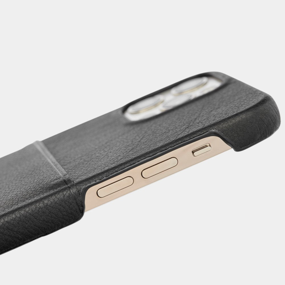 Trunk iPhone 13 Mini Genuine Leather Case with Card Pocket - Black