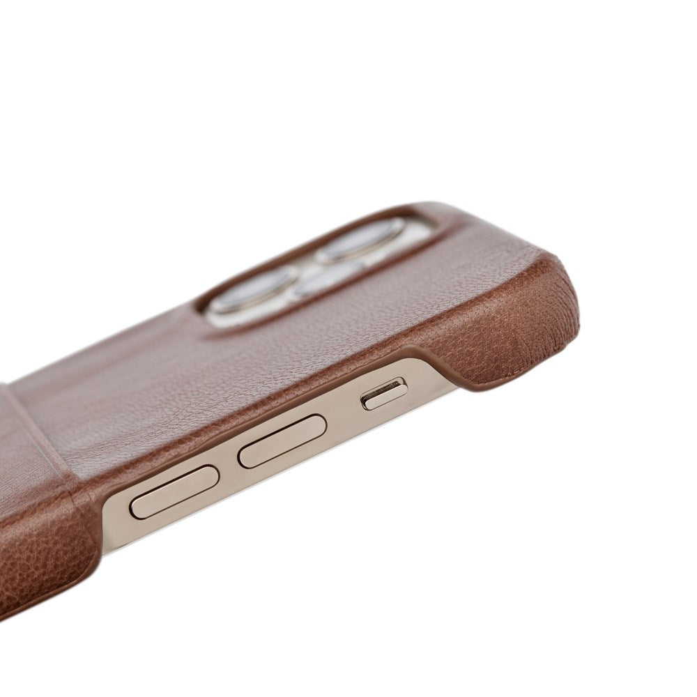 Trunk iPhone 13 Mini Genuine Leather Case with Card Pocket - Brown