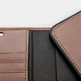 Trunk iPhone 13 Mini Genuine Leather Flip Case with Removable Back Case - Brown
