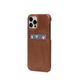 Trunk iPhone 13 Pro Genuine Leather Case with Card Pocket - Brown