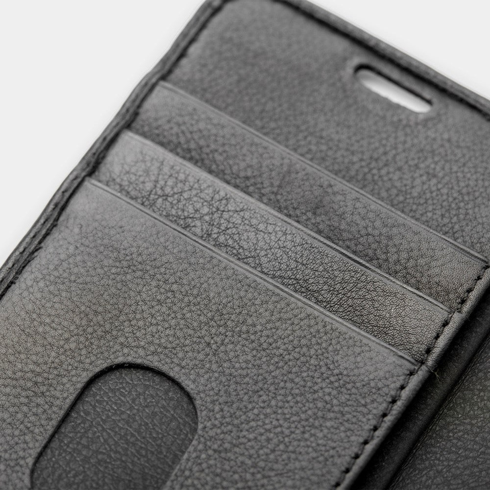 Trunk iPhone 13 Genuine Leather Flip Case with Removable Back Case - Black