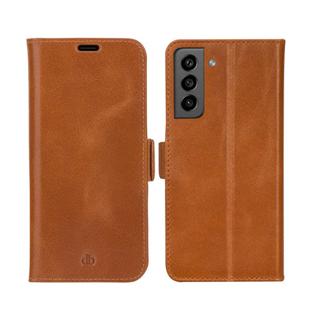 Samsung Galaxy S21 FE dbramante1928 Copenhagen Slim Genuine Leather Flip Case with Wallet - Tan