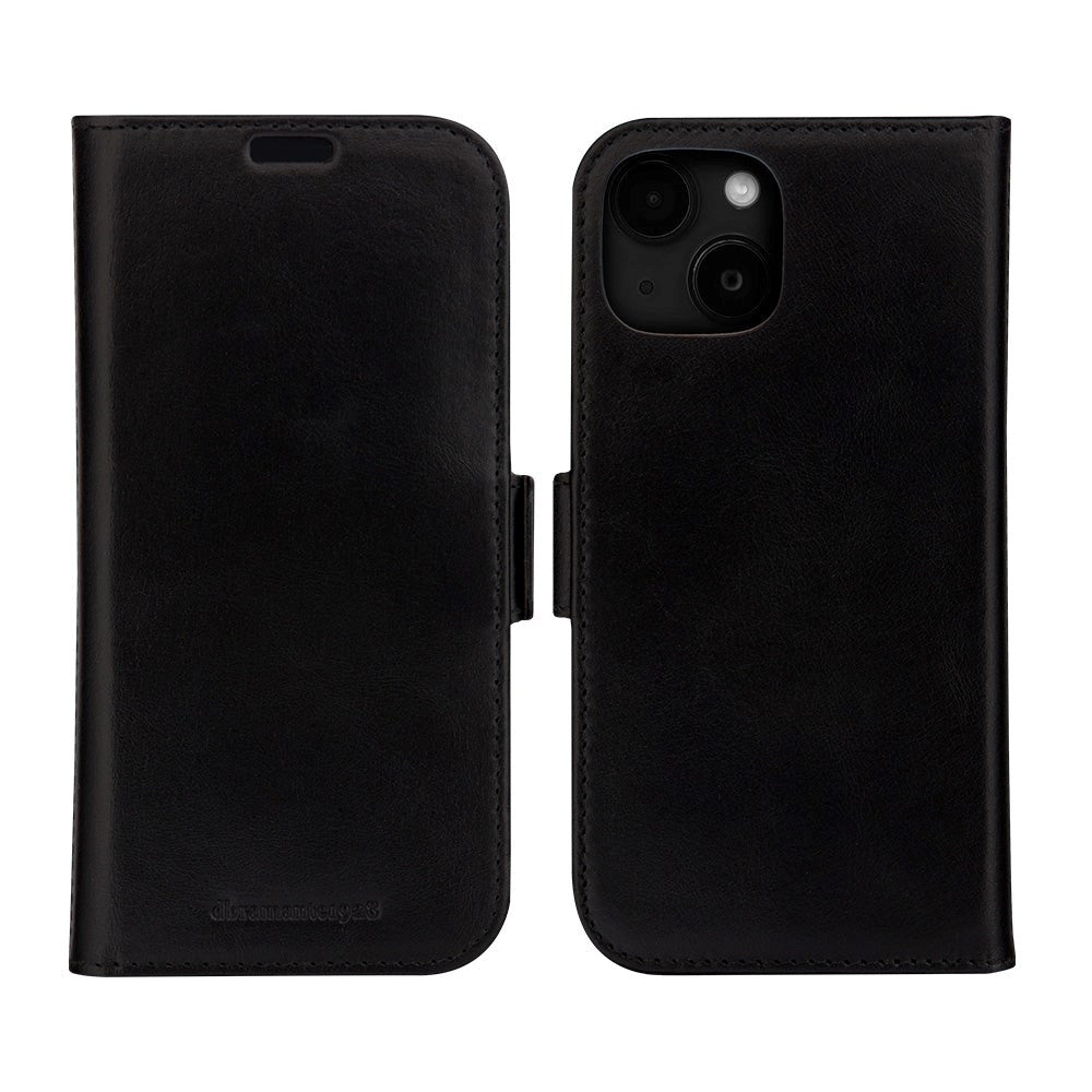 iPhone 15 dbramante1928 Lynge Genuine Leather Magnet Flip Case - Black