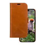 iPhone 15 Plus dbramante1928 Lynge Genuine Leather Magnet Flip Case - Tan