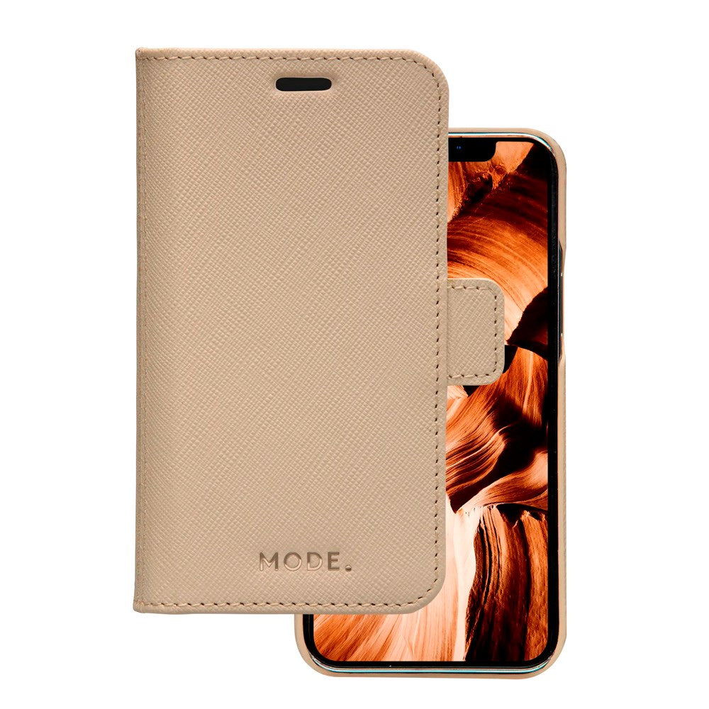 iPhone 12 Mini dbramante1928 New York 2-in-1 Genuine Leather Flip Case - Sahara Sand