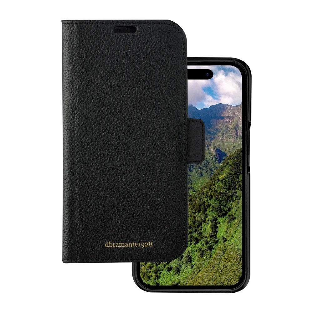iPhone 15 Plus dbramante1928 New York 2-in-1 Genuine Leather Flip Case - Night Black