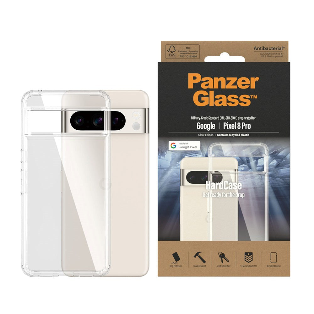 Google Pixel 8 Pro Back Case PanzerGlass HardCase Antibacterial - Transparent