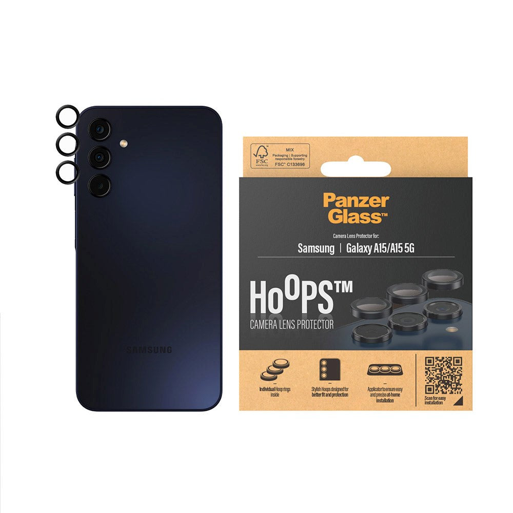 Samsung Galaxy A15 / A15 (5G) PanzerGlass Hoops - Camera Protection - Transparent / Black