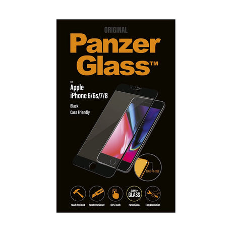 iPhone SE (2022 / 2020) / 8 / 7 / 6 / 6s PanzerGlass Screen Protector - Case Friendly - Black