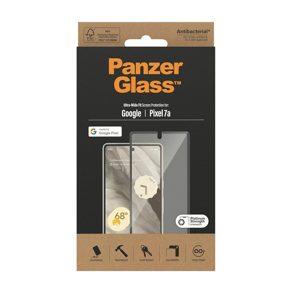 Google Pixel 7A PanzerGlass Ultra Wide Fit Screen Protector - Platinum Strength - Black Edge