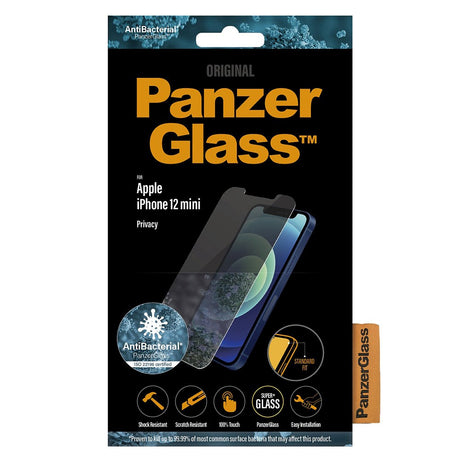 iPhone 12 Mini PanzerGlass Antibacterial Standard Fit Screen Protector - Privacy Glass - Transparent