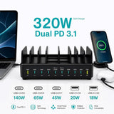 Xceed 320W Multi Charger with 8x USB-C & 2x USB-A - Black