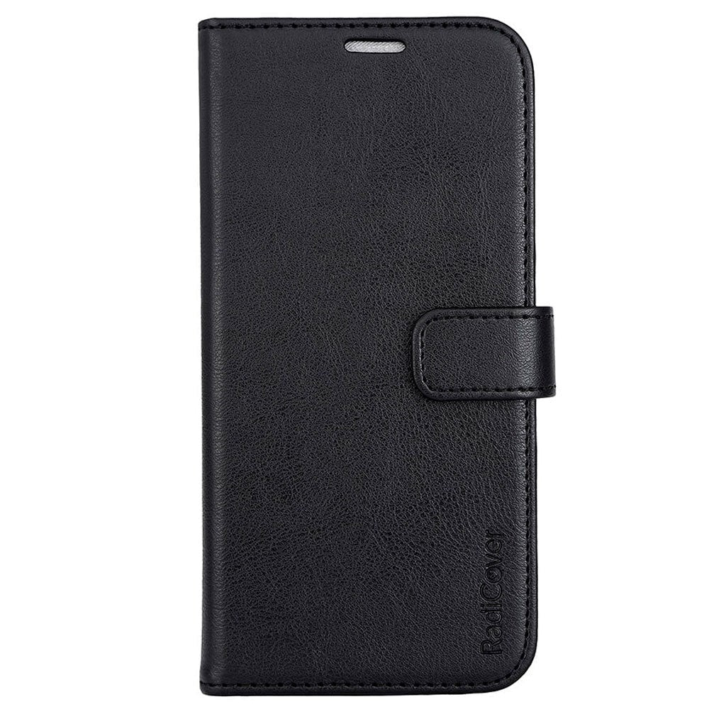 iPhone 15 Pro Max RadiCover Vegan Leather Flip Case - 86% Radiation Protection - MagSafe Compatible - Black