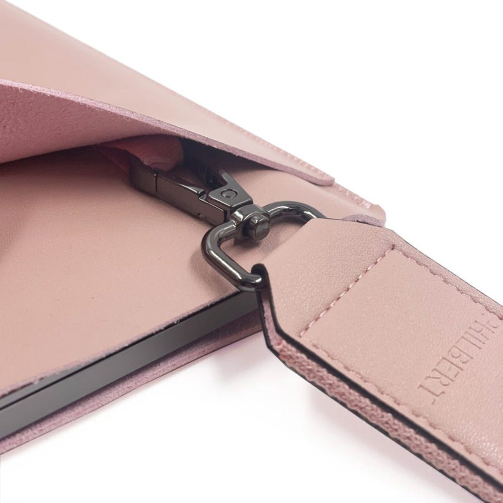 Philbert UltraSlim Vegan Leather Sleeve w. Strap for MacBook / Laptop 13" (31,0 x 22,5 x 2 cm) - Pink