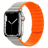 Lippa Apple Watch (42/44/SE/45/46/49mm) Magnetic Silicone Multi Strap - Grey / Orange