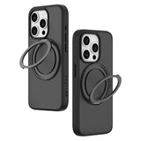 iPhone 15 Pro Lippa Hybrid Plastic Case with 360 Rotating Kickstand - MagSafe Compatible - Matte / Black