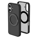 iPhone 16 Lippa Hybrid Plastic Case with 360 Rotating Kickstand - MagSafe Compatible - Matte / Black