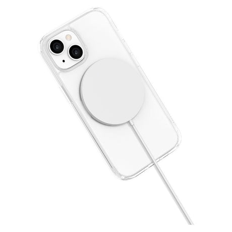 iPhone 15 Lippa Hybrid Plastic Case with 360 Rotating Kickstand - MagSafe Compatible - Transparent / Silver