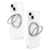 iPhone 15 Lippa Hybrid Plastic Case with 360 Rotating Kickstand - MagSafe Compatible - Transparent / Silver
