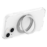 iPhone 15 Lippa Hybrid Plastic Case with 360 Rotating Kickstand - MagSafe Compatible - Transparent / Silver