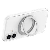 iPhone 16 Lippa Hybrid Plastic Case with 360 Rotating Kickstand - MagSafe Compatible - Transparent / Silver
