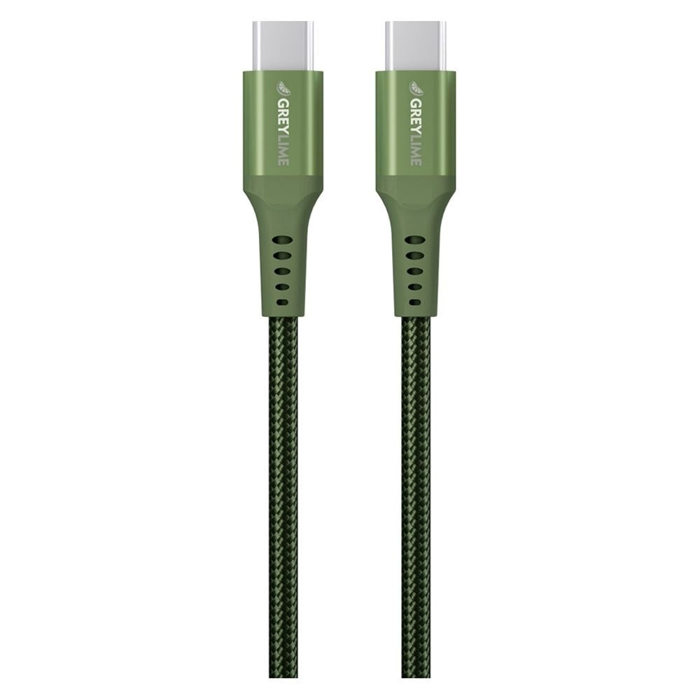 GreyLime 60W Braided USB-C to USB-C Cable 3 m - Green
