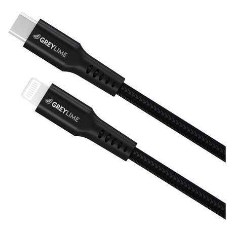 GreyLime 18W Braided USB-C to Lightning Cable 50 cm - Black