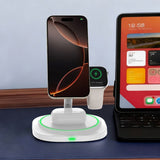 Lippa 3-in-1 Wireless Charger with 15W and USB-C - MagSafe / Qi Compatible - White