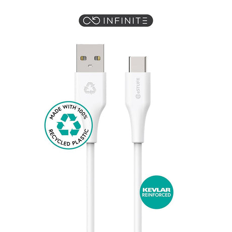 eSTUFF INFINITE USB-C Cable 60W 2 m - 100% Recycled Plastic - White