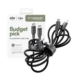 empower by PanzerGlass Racing 60W USB-C to USB-C Cable – 1.2m – Space Black