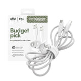 empower by PanzerGlass Racing 60W USB-C to USB-C Cable – 1.2m – Silver White