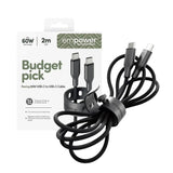 empower by PanzerGlass Racing 60W USB-C to USB-C Cable – 2m – Space Black