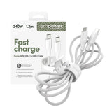 empower by PanzerGlass Racing 240W USB-C to USB-C Cable – 1.2m – Silver White