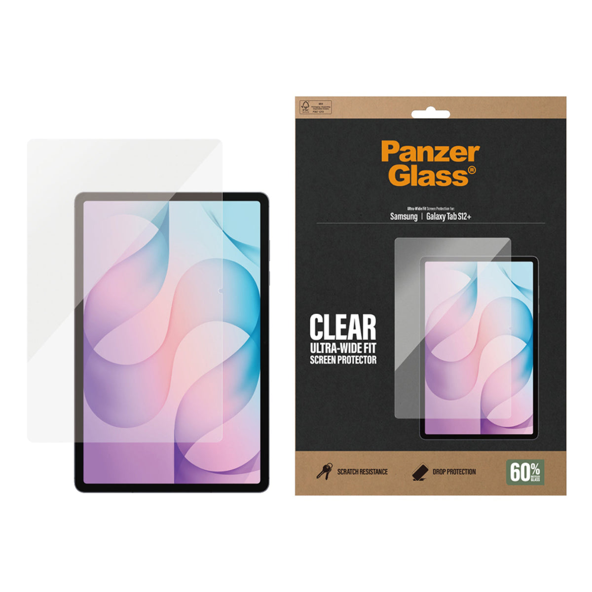 Samsung Galaxy Tab S12+ (Plus) PanzerGlass Ultra-Wide Fit Tempered Glass Screen Protector - Transparent