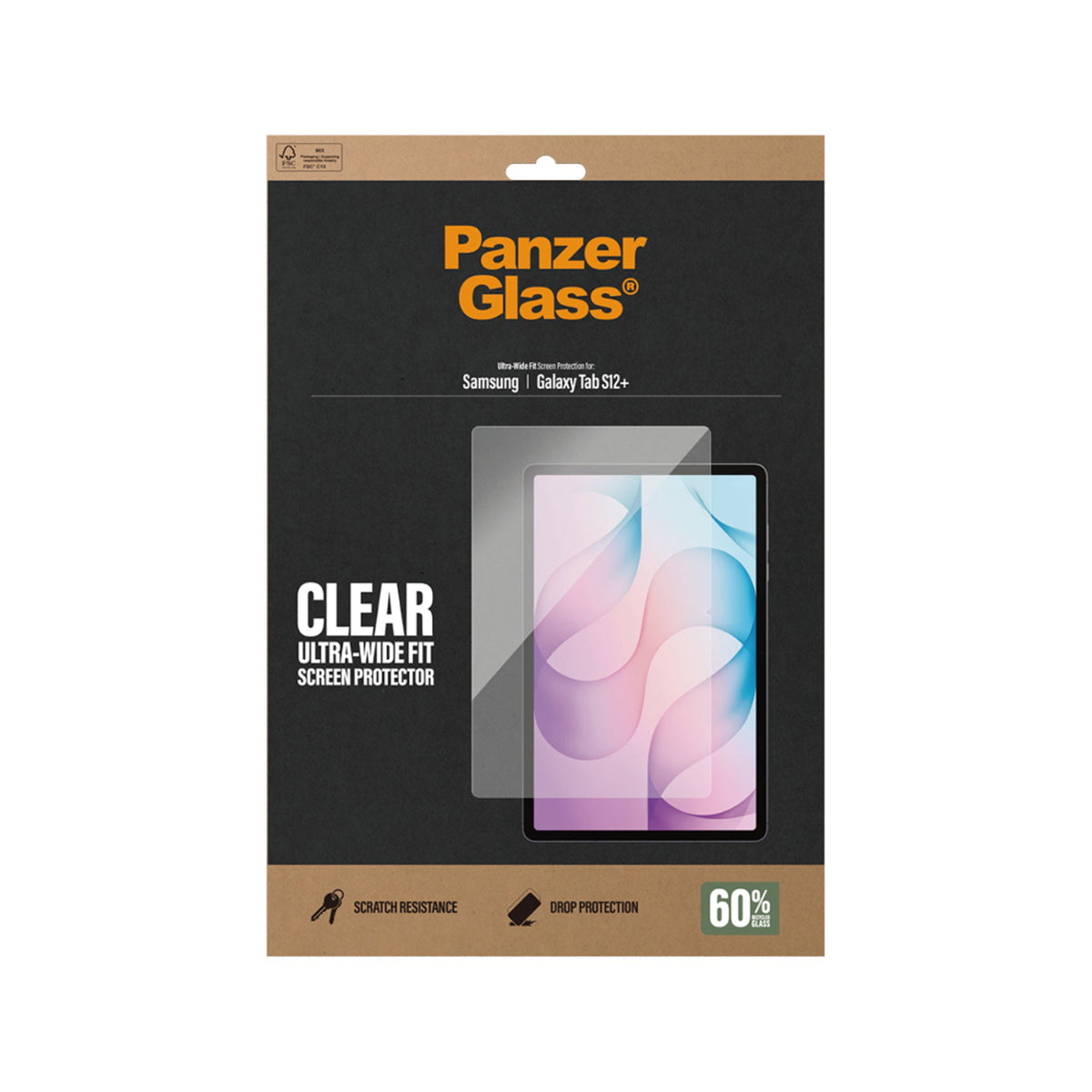 Samsung Galaxy Tab S12+ (Plus) PanzerGlass Ultra-Wide Fit Tempered Glass Screen Protector - Transparent