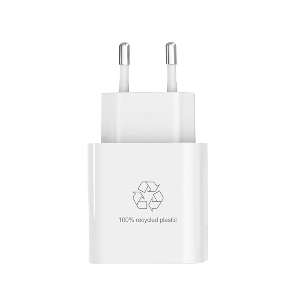 Upström Circular PD 20W Recycled Plastic Wall Charger with USB-C - White