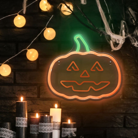 Forever Light LED Neon Sign Halloween - Orange and Green Light with Pumpkin