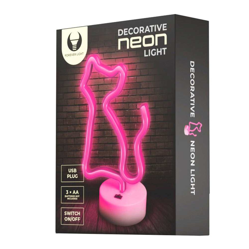 Forever Light Neon Decoration with Foot LED - Pink Light w. Cat