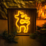 Forever Light Neon Christmas Decoration with Wooden Frame LED - Warm White Light with Reindeer