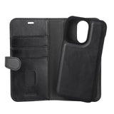 iPhone 14 Pro Buffalo Wallet Genuine Leather Magnet Wallet Case - Black