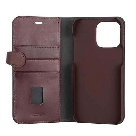 iPhone 14 Pro Max Gear Buffalo Wallet Genuine Leather Magnet Wallet Case - Brown