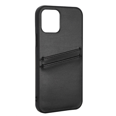 iPhone 12 / 12 Pro Buffalo Faux Leather Case with Card Pocket - Black