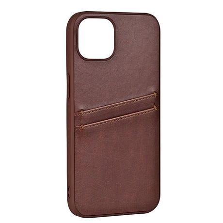 iPhone 13 Buffalo Genuine Leather Case with Card Pocket - Brown