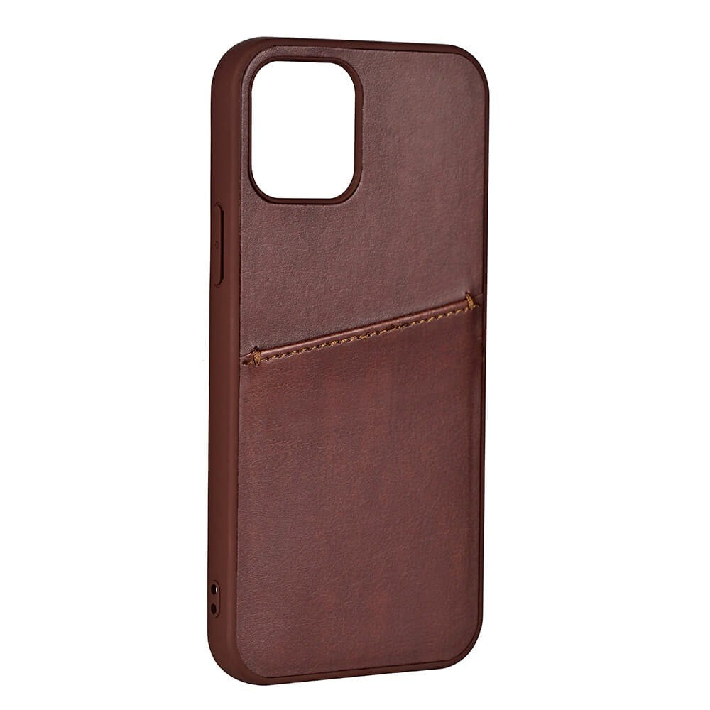 iPhone 13 Mini Buffalo Genuine Leather Case with Card Pocket - Brown