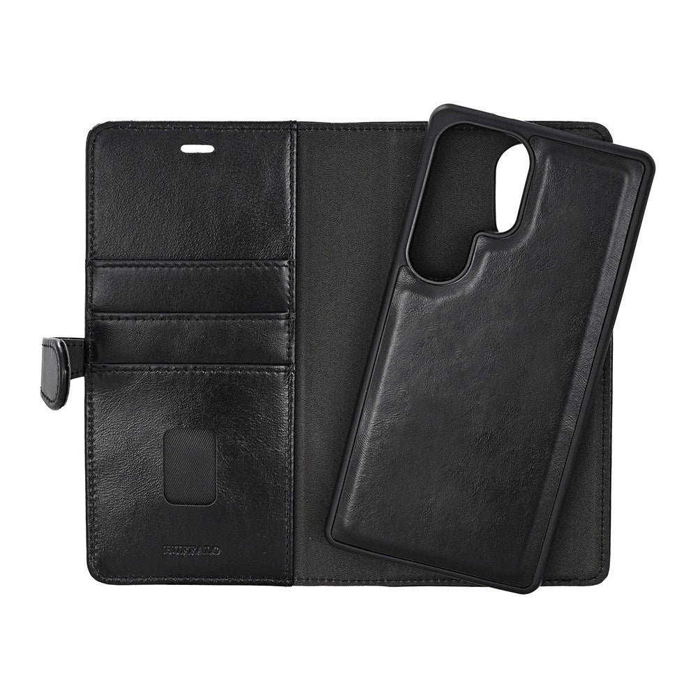 Samsung Galaxy S25 Ultra GEAR Buffalo 2-in-1 Wallet Real Leather Magnet Flip Case with Wallet - Black