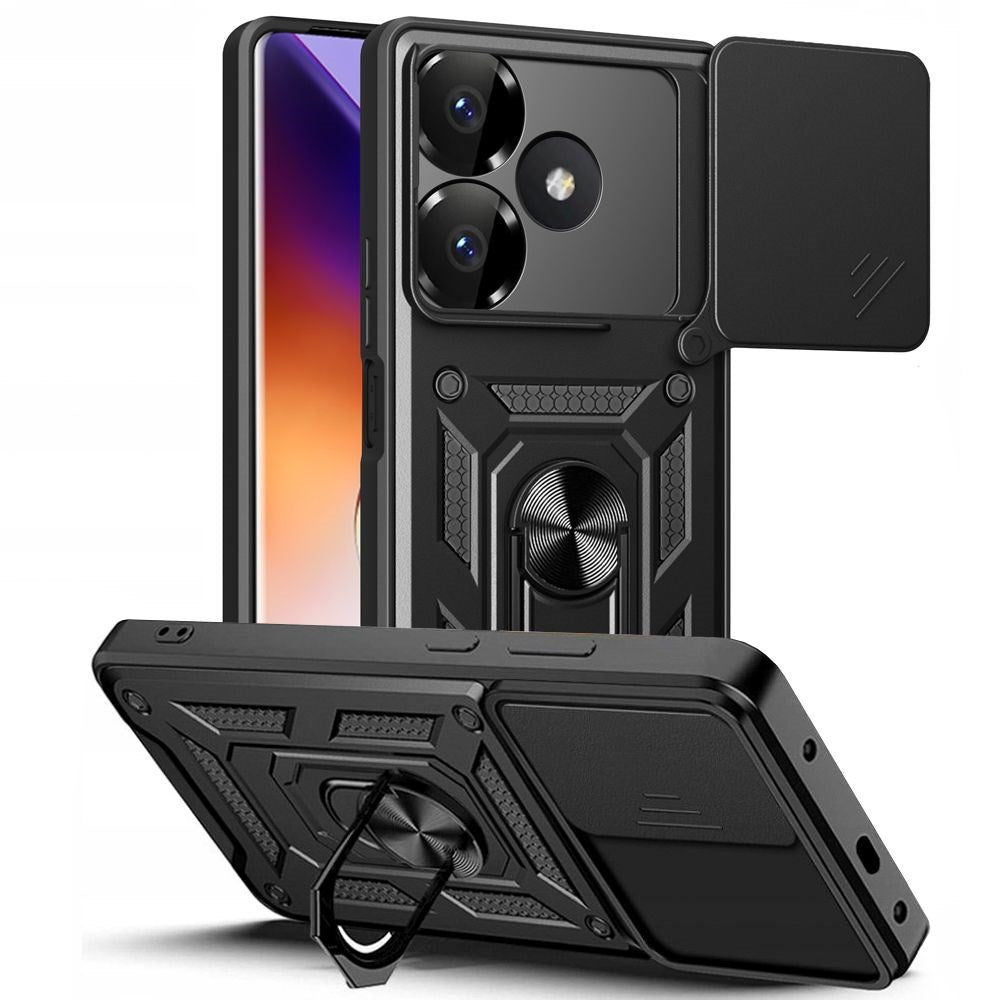 Xiaomi Redmi 13 Tech-Protect Camshield Case with Magnetic Ring & Stand Function - Black