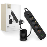 Tech-Protect Multifunctional Power Strip with 4 x Outlets / 2 x USB-A / 1 x USB-C - 2m - Black