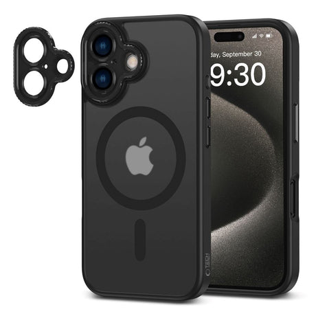 iPhone 16 Tech-Protect MagCam Case with Camera Protection - MagSafe Compatible - Transparent /Matte Black