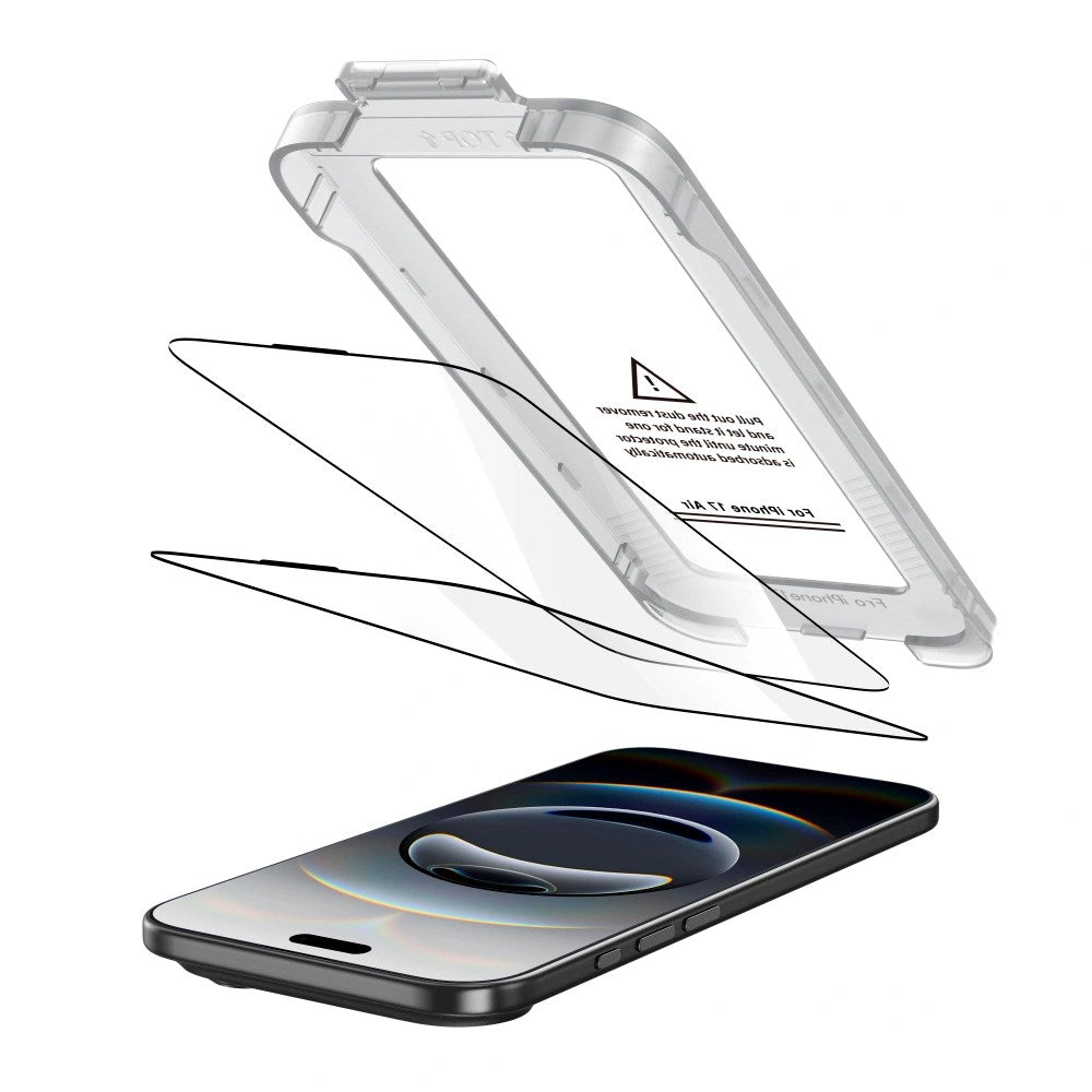 iPhone Air Tech-Protect Quick Set+ Screen Protection Glass - 2 pcs - Transparent / Black Edge